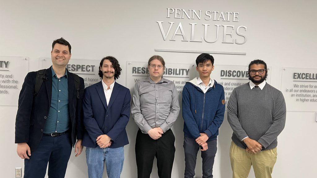 My undergraduate research assistants (from left to right, Eric Estadt, Kevin Skinner, Hoang Nguyen, and Parth Shah)
